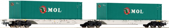 Articulated container car of AAE with 2 containers MOL<br /><a href='images/pictures/Roco/179126.jpg' target='_blank'>Full size image</a>
